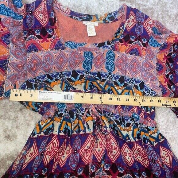 KLOZLYNE Multi Color Red Black Blue Orange BoHo Gypsy Style Dress Size M - Picture 11 of 11